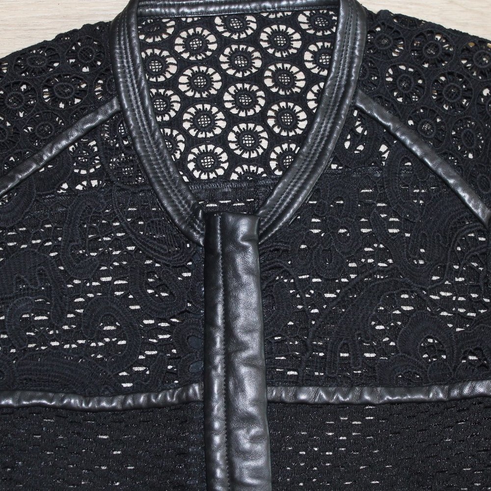 Iro Lewis Black Leather and Lace Crochet Jacket - Picture 11 of 15